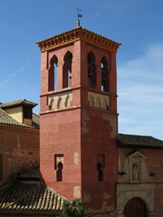 Fototapeta premium Church of San Cipriano. Old city of Toledo. Spain. View of the bell tower. Islamic Mudejar art of the 12 century. UNESCO World Heritage.