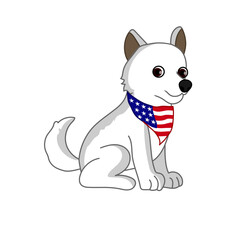 Patriotic White dog clipart