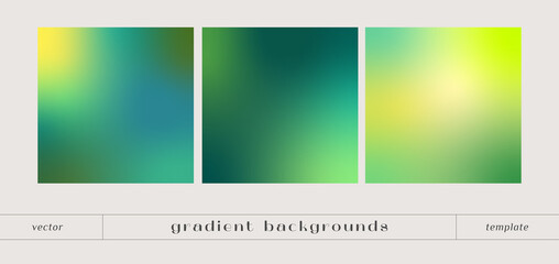 Set of abstract green and yellow gradient background. Vector blurred design - 502627431