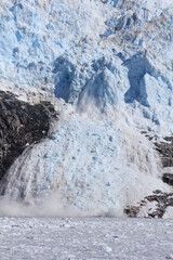 Eqip Sermia glacier calving with a loud ice avalanche (vertical), Eqip Sermia, Greenland