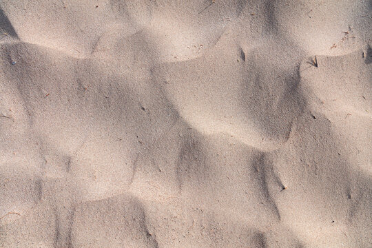 Sand background texture, close up overhead view. Sandy beach, summer vacation