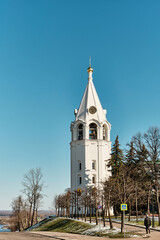 Nizhny Novgorod Kremlin, Russia. Recreated hipped octagonal Cathedral bell tower with chimes