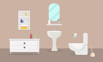 Naklejka na ściany i meble white ceramic toilet bowl with sink and mirror in the toilet
