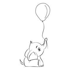 Cute Elephant With Birthday Gift Card