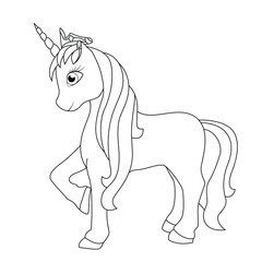 Cute Unicorn Coloring Page With Rainbow