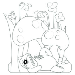 Mushroom and Frog coloring page