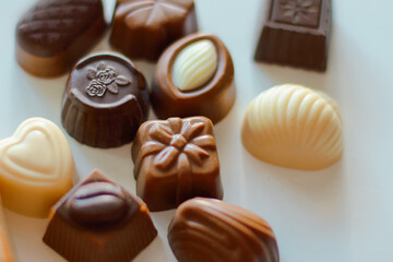 a variety of chocolates close-up