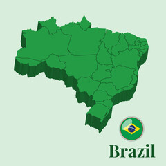 3D Map of Brazil | Vector Stock Photos Designs