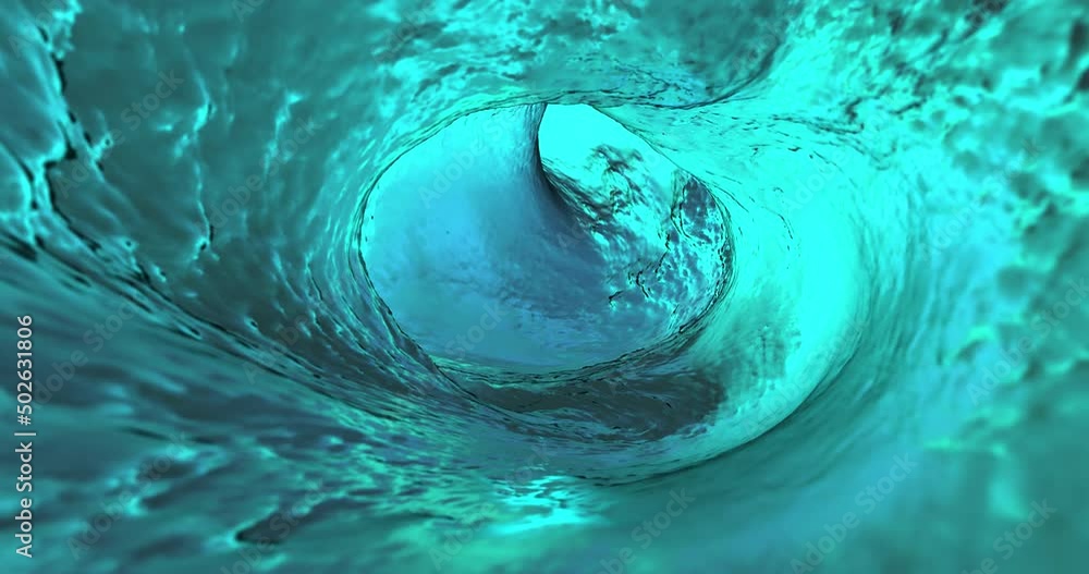 Aufkleber journey through the water tunnel. slow flow of water in a tunnel in a pipe. 4k seamless loop.