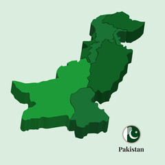 3D Map of Pakistan, Vector illustration Stock Photos, Designs