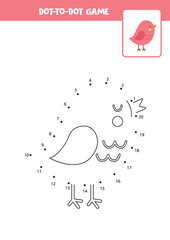 Connect the dots game with cute pink bird.