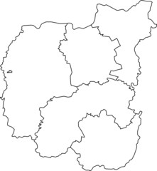 White flat blank vector map of raion areas of the Ukrainian administrative area of CHERNIHIV OBLAST, UKRAINE with black border lines of its raions