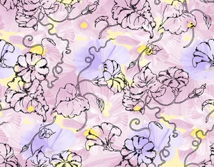 Poster Wildflowers. Seamless abstract pattern. Suitable for fabric, mural, wrapping paper and the like © Helen Trupak