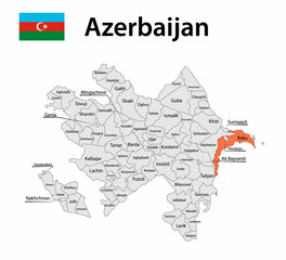 Azerbaijan map with city borders. Vector illustration.