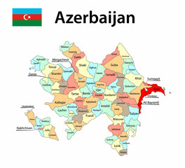 Azerbaijan map with city borders. Vector illustration.