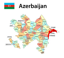 Azerbaijan map with city borders. Vector illustration.