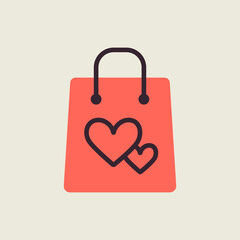 Gist bag with heart vector icon