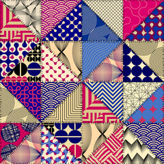 Patchwork textile pattern. Seamless quilting design background.