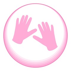 hands or pink gloves round icon