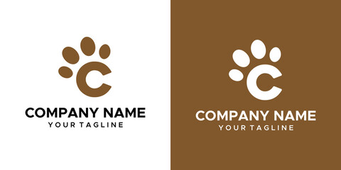 a graphic image of the footprints C themed, on a brown and white background. vector graphics base.