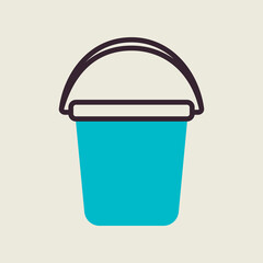 Garden plastic bucket vector icon