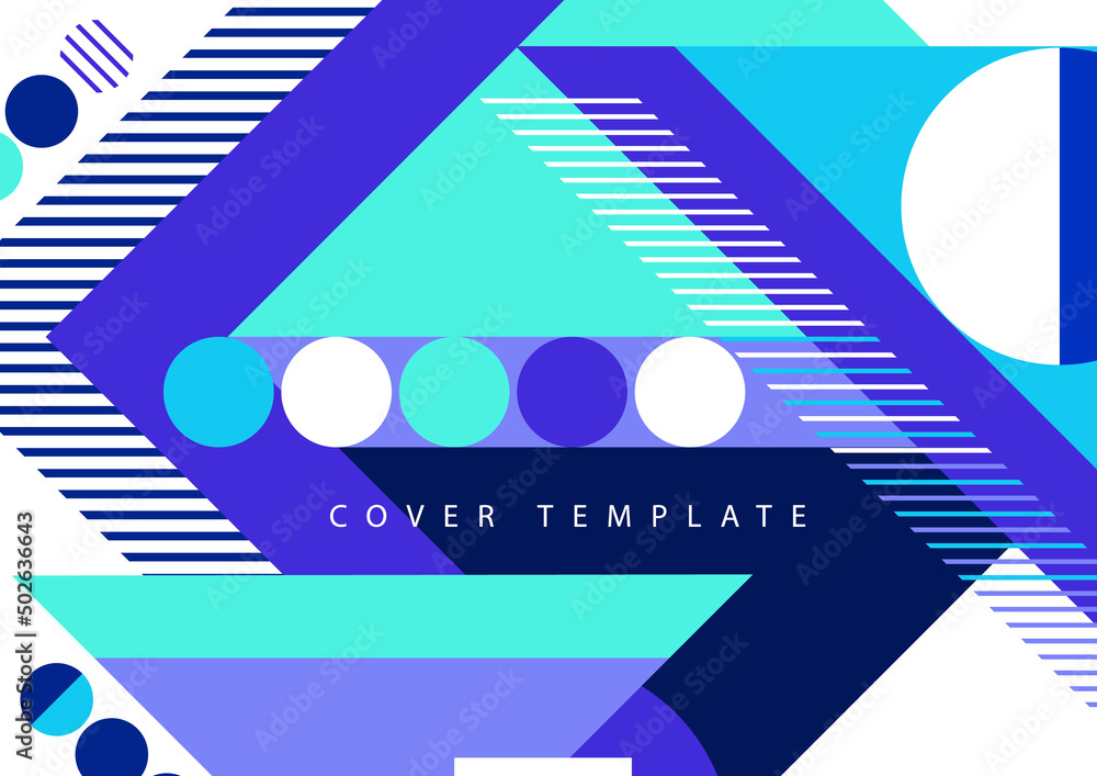 Poster modern abstract brochure with geometric shapes, circles and squares, lines. minimal bold architectur