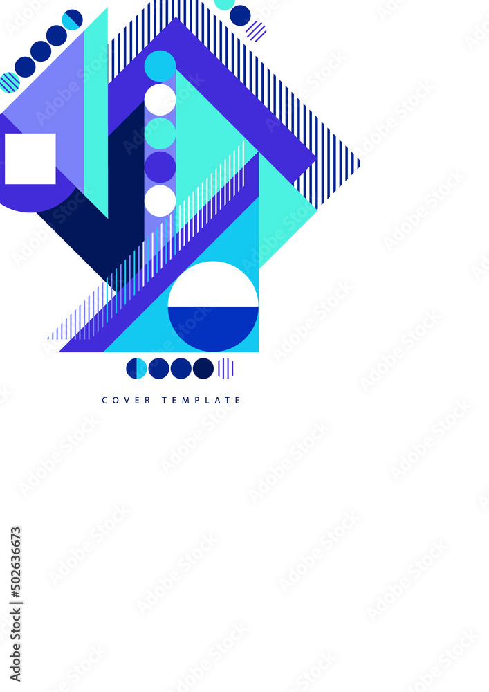 Poster modern abstract brochure with geometric shapes, circles and squares, lines. minimal bold architectur