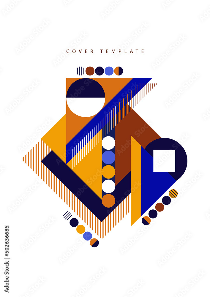 Poster modern abstract brochure with geometric shapes, circles and squares, lines. minimal bold architectur