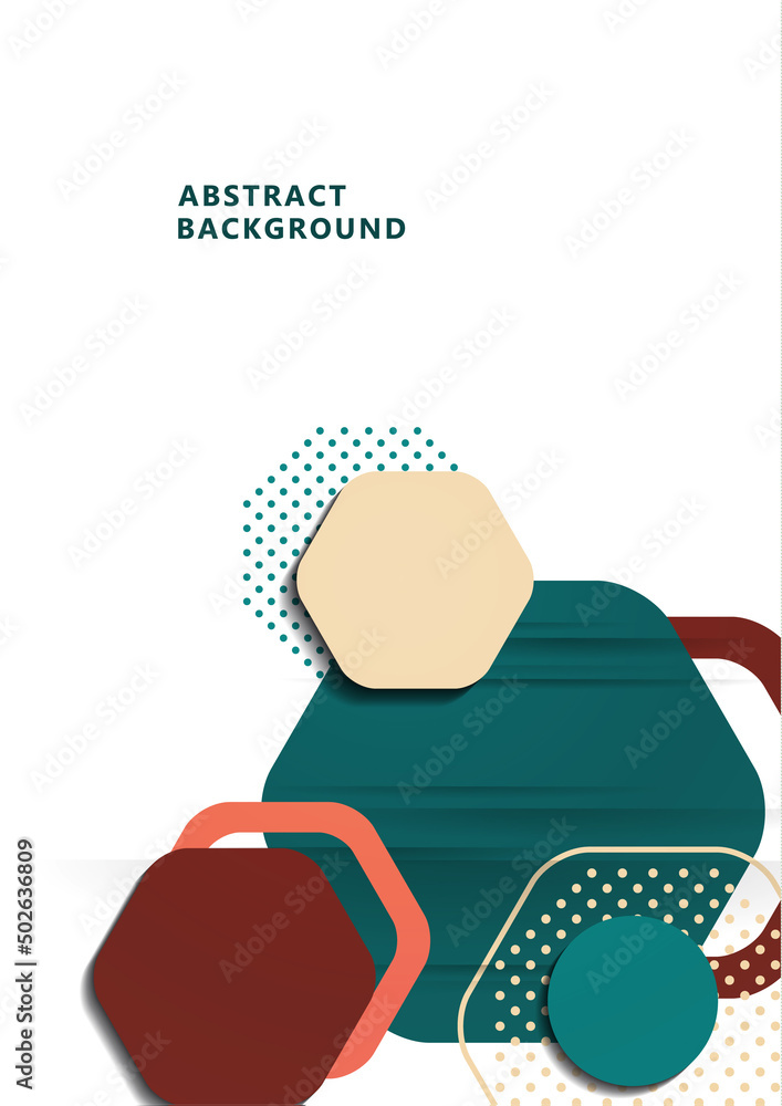 Poster bright abstract background of rounded multi-colored hexagons, dots, circles. business presentation t