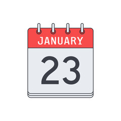 January 23. Calendar icon. Vector illustration, flat design..