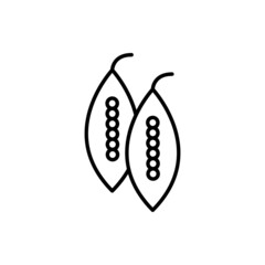 Cocoa bean outline black icon. Cacao pods raw fruits. Trendy flat isolated symbol, sign used for: illustration, infographic, logo, mobile, app, banner, web design, dev, ui, ux, gui. Vector EPS 10