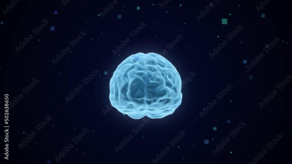 Poster human brain transparent scan 3d rendering, futuristic digital mind neural network intelligence conce