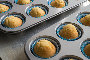 different view of making muffins