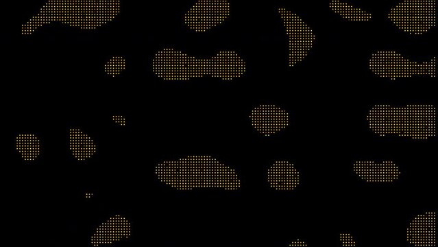 Black background. Design. Brown drawings running in pixels in abstraction that change their position.