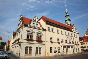 Fototapeta premium Townhouse at Old Market square - Am Markt in Pirna. State of Saxony. Germany