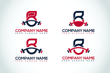 Fitness logo template flat style