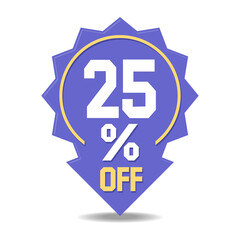 25 percent discount sticker. Vector pointer template on transpareny background