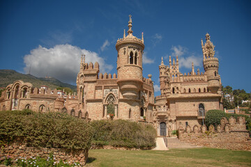 Fototapeta premium View of the pretty Colomares castle, town of Benalmadena, Andalucia, Spain