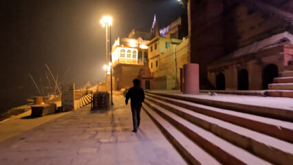 Varanasi ghats in the night