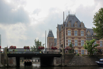 city canal, bridge and houses