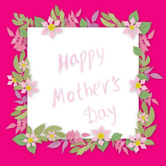 Banner, border, postcard for Mother's Day with delicate delicate flowers and the inscription 