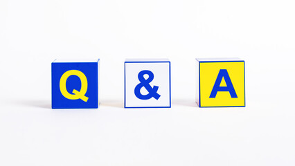 Cubes with letters q a. FAQ concept. Questions and answers symbol showing possibility to find...