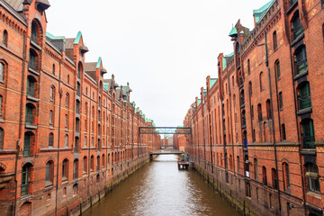 Naklejka premium Warehouse district Speicherstadt in Hamburg, Germany