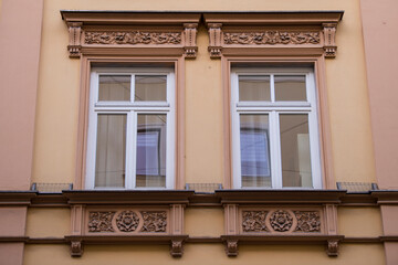Munich, Germany - May 01, 2022: Old Decorative Wooden window.