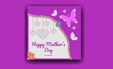 Mothers Day Party Celebration Fashion Sales Banner Social Media Post Design Vector Template