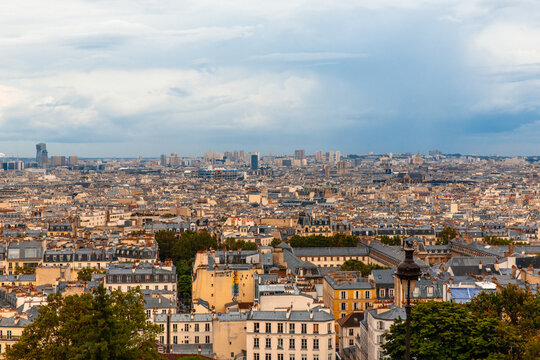 Aerial view of Paris. Cityscape architecture buildings.