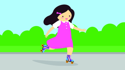 girl rollerblading in the park