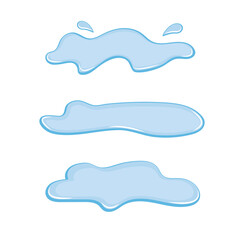Set blue puddle icon, liquid. Flat design. Vector