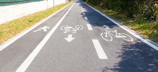 Cycle lane and pedestrian road signs