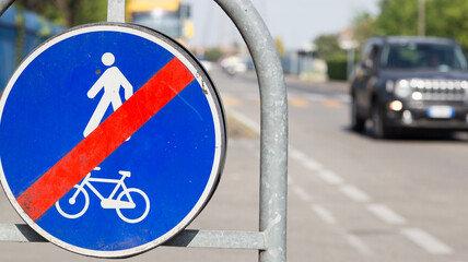 Cycle lane and pedestrian road signs